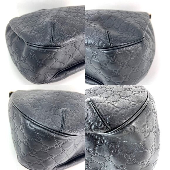 Gucci Guccissima Leather New Ladies Web Large Black Hobo Bag - Picture 11 of 12